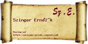 Szinger Ernák névjegykártya